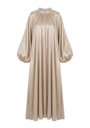 Limited color - hooggesloten maxi jurk taupe