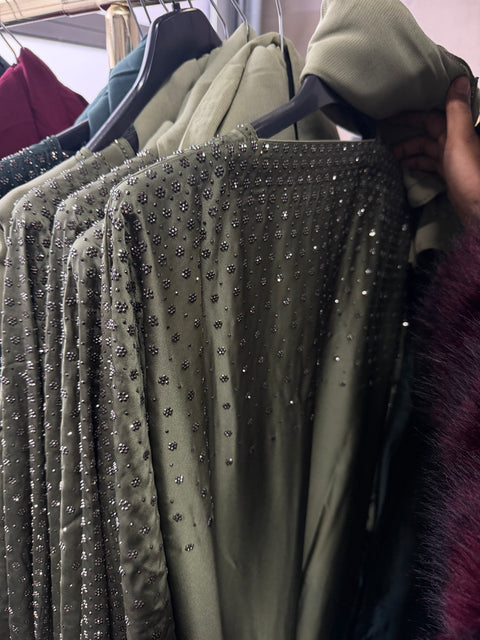 Dubai abaya groen met steentjes - 9020