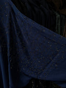 Dubai abaya donker blauw met zilveren steentjes - 9051