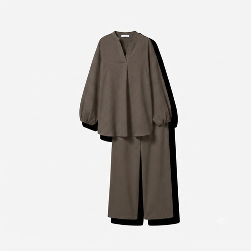 Poplin Cotton twinset - dark taupe PRE ORDER (wordt 26/07 verzonden)