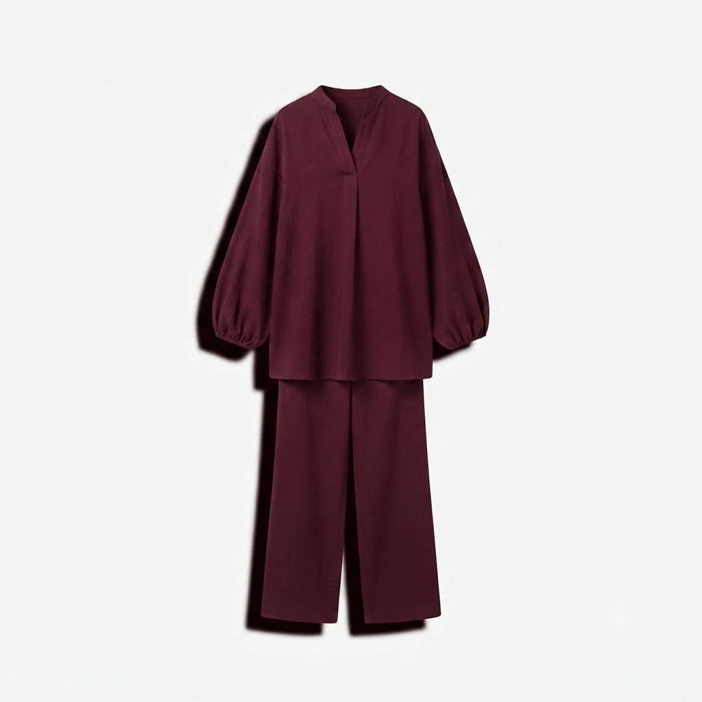 Poplin Cotton twinset - burgundy PRE ORDER (wordt 26/07 verzonden)