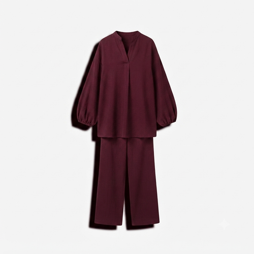 Poplin Cotton twinset - burgundy PRE ORDER (wordt 26/07 verzonden)