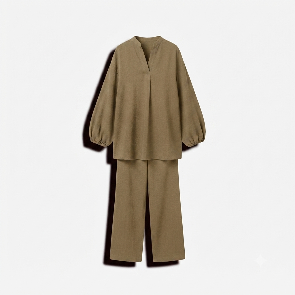 Poplin Cotton twinset - kaki PRE ORDER (wordt 26/07 verzonden)