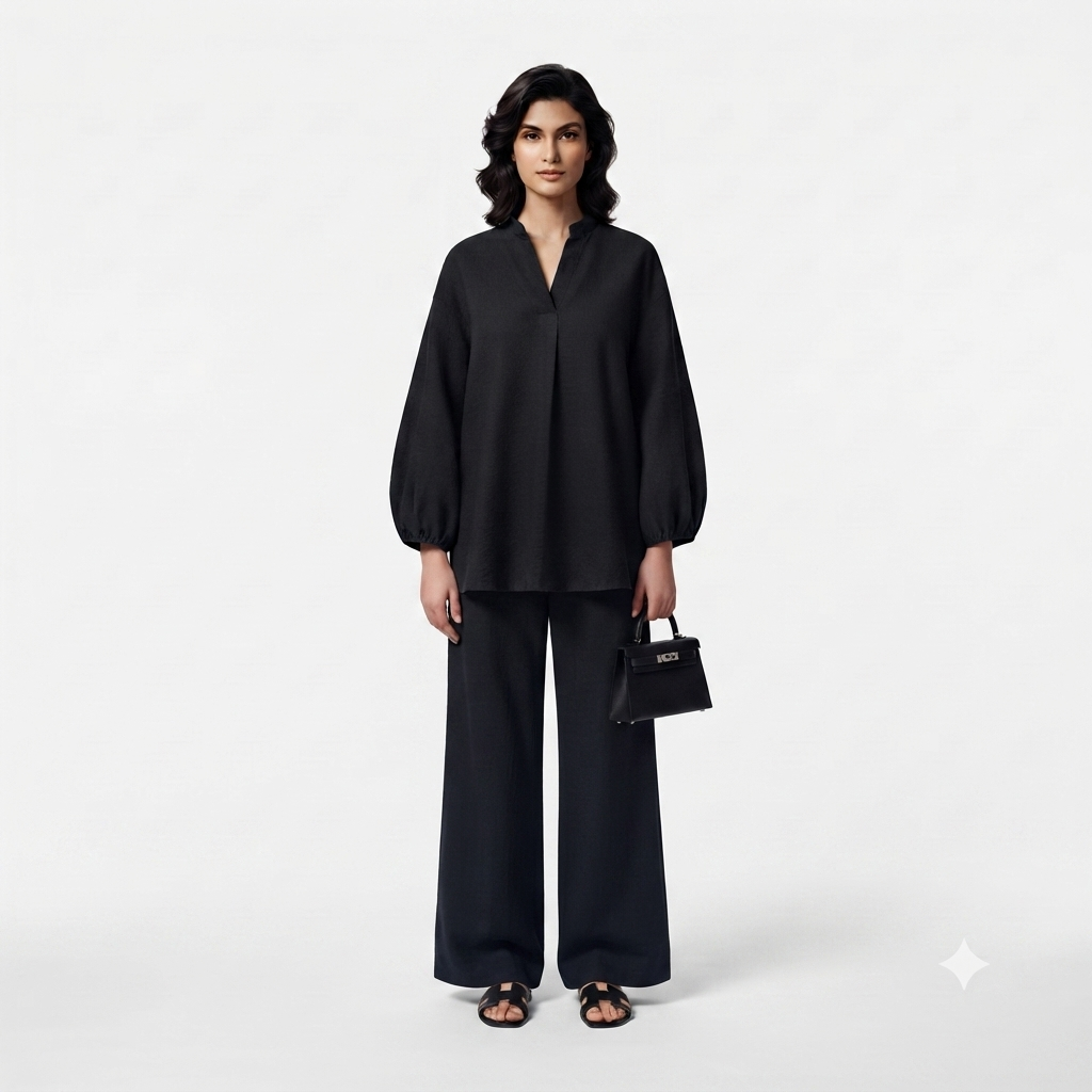 Poplin Cotton twinset - Black PRE ORDER (wordt 26/07 verzonden)
