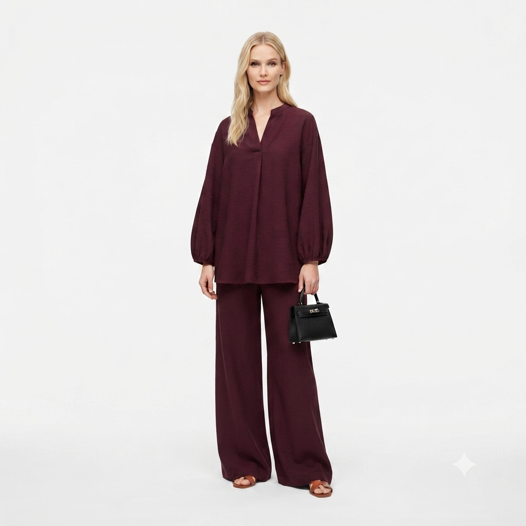 Poplin Cotton twinset - burgundy PRE ORDER (wordt 26/07 verzonden)