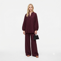 Poplin Cotton twinset - burgundy PRE ORDER (wordt 26/07 verzonden)