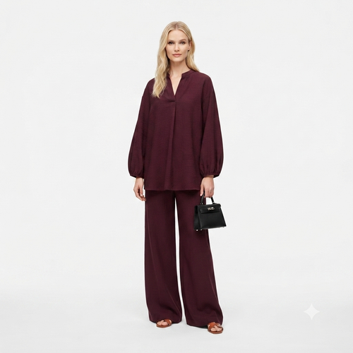 Poplin Cotton twinset - burgundy PRE ORDER (wordt 26/07 verzonden)