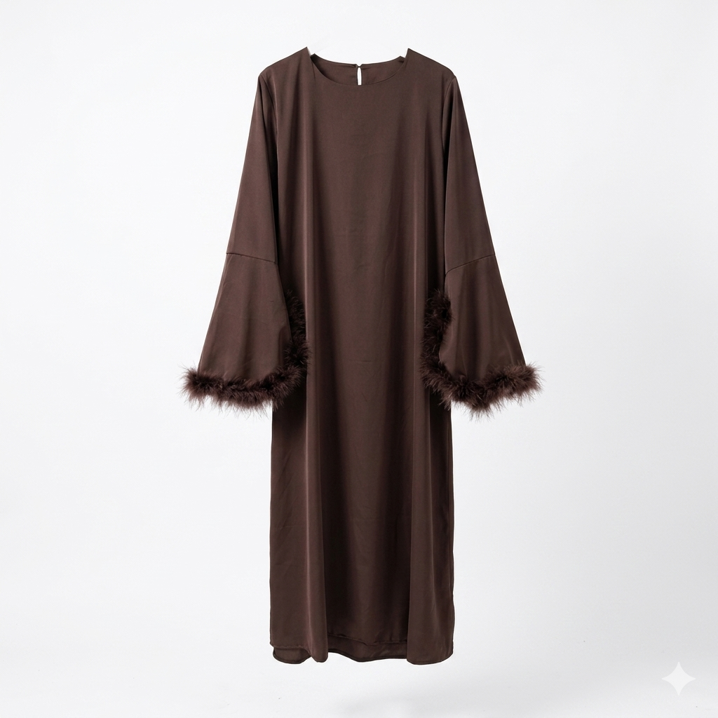 Veren jurk - donker bruin