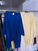 Zainab rok plissé blauw kobalt en butter yellow broek set