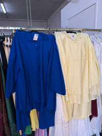 Zainab rok plissé blauw kobalt en butter yellow broek set
