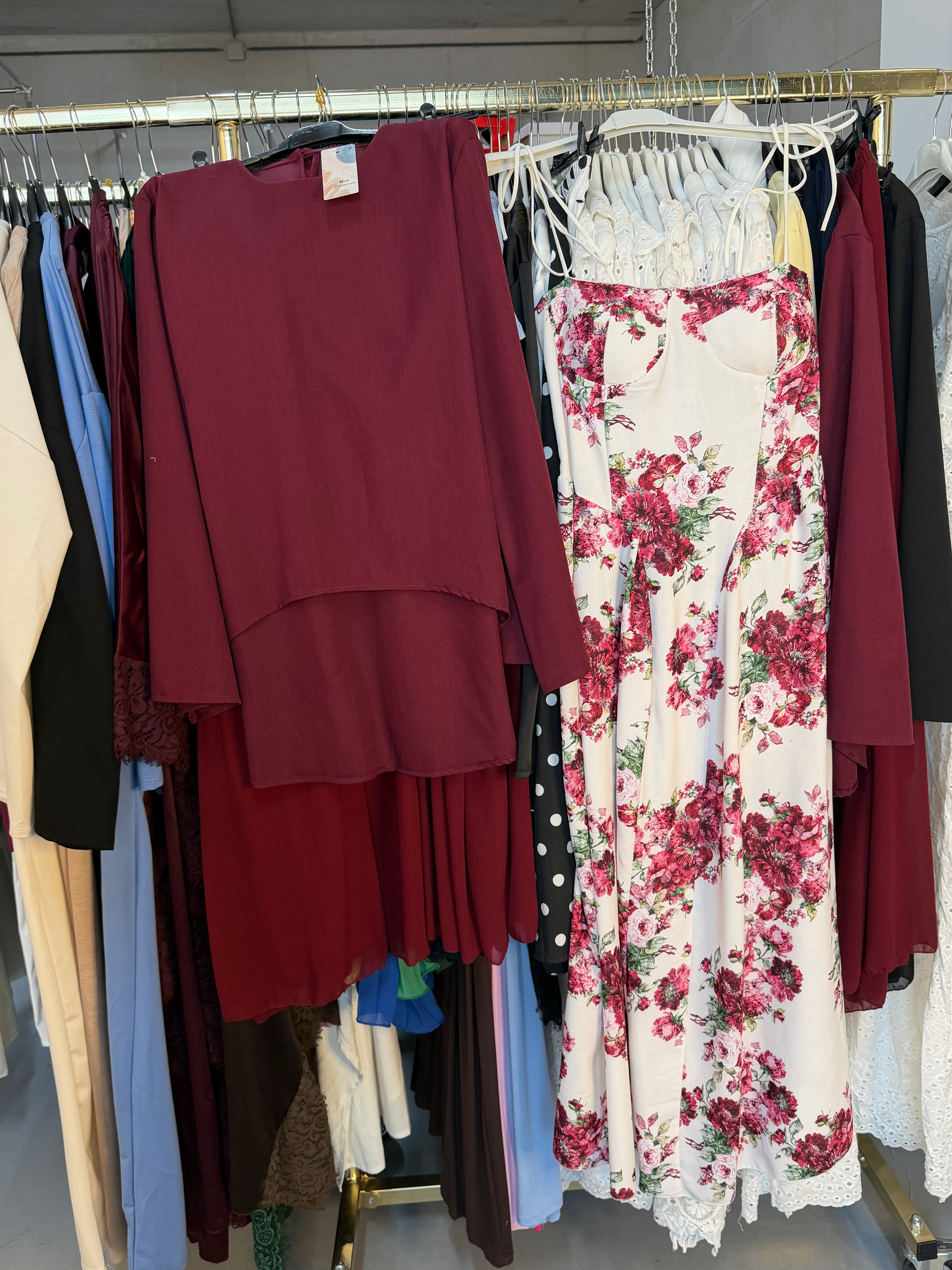 Maddie Zaria two piece skirt set and Flowers dress