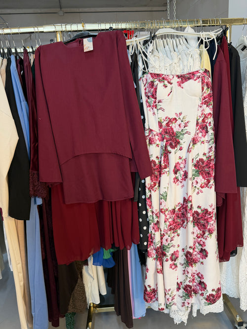 Maddie Zaria two piece skirt set and Flowers dress