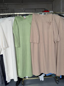 Ancp91 groene T shirt jurk en beige