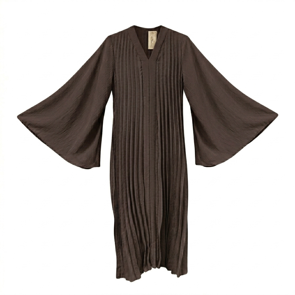 Flora wijde jurk - donker bruin