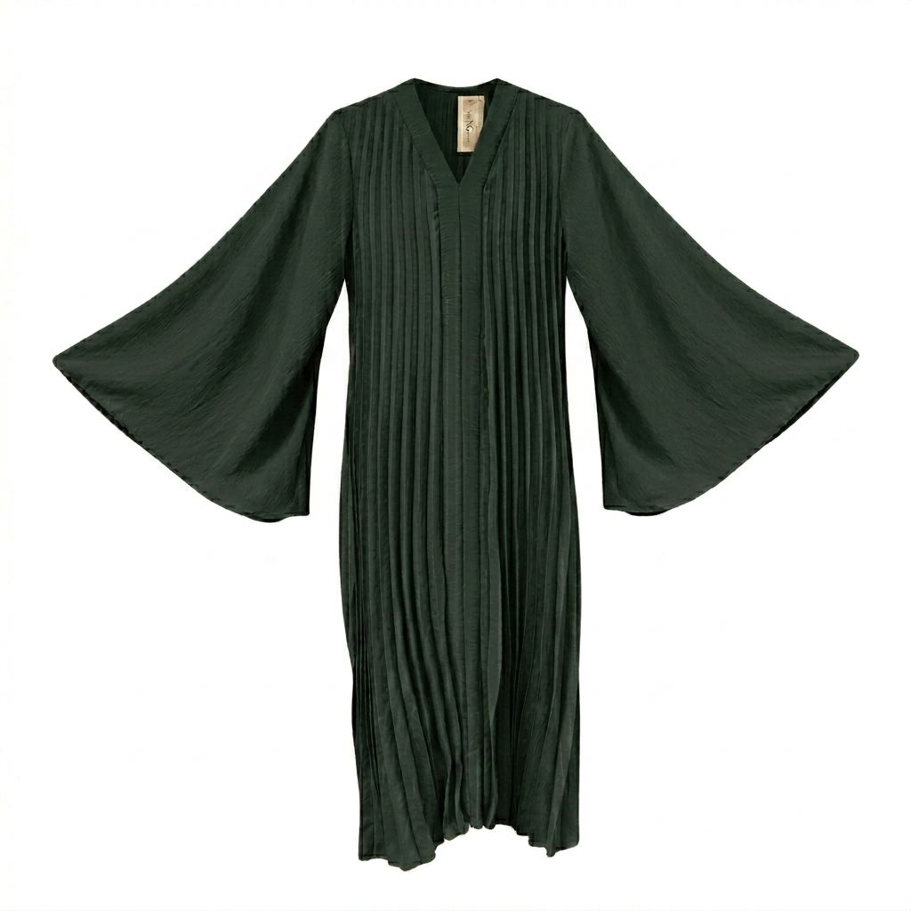 Flora wijde jurk - donker groen