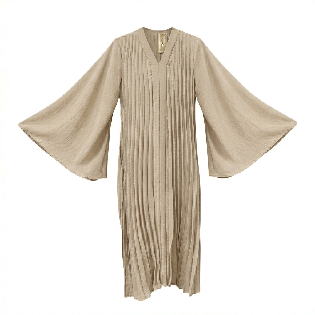 Flora wijde jurk - beige