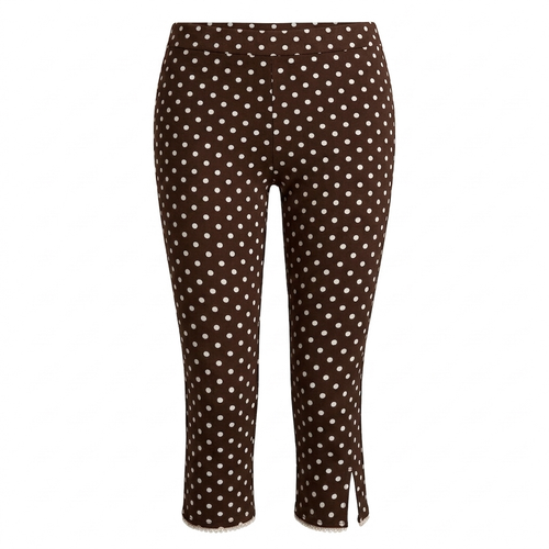 Legging bruin met ronde stippels wit