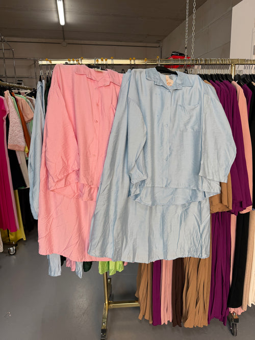 M roze en licht blauwe rok setjes viscose