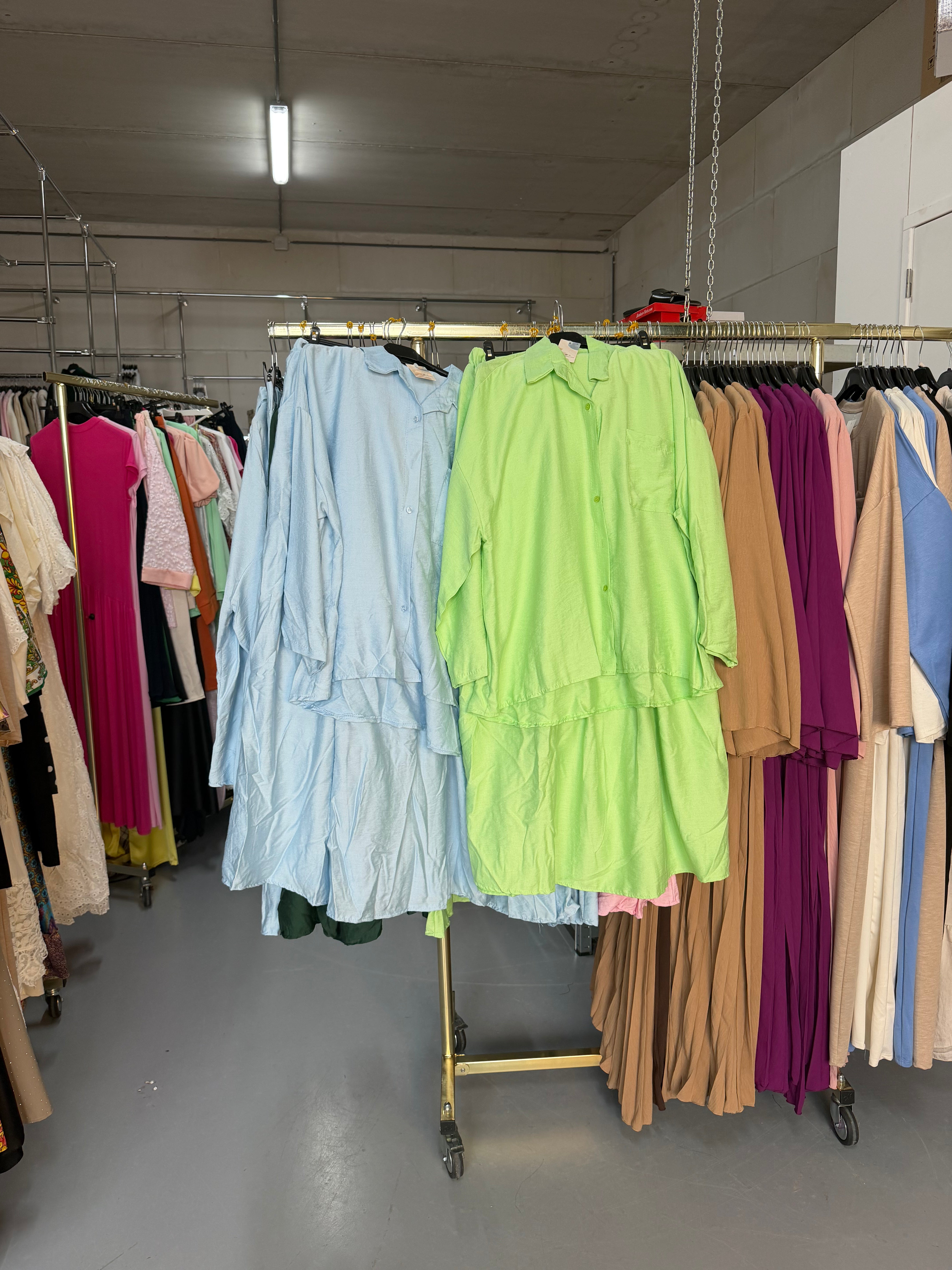 Audrey licht roze en licht blauw rok setjes van viscose