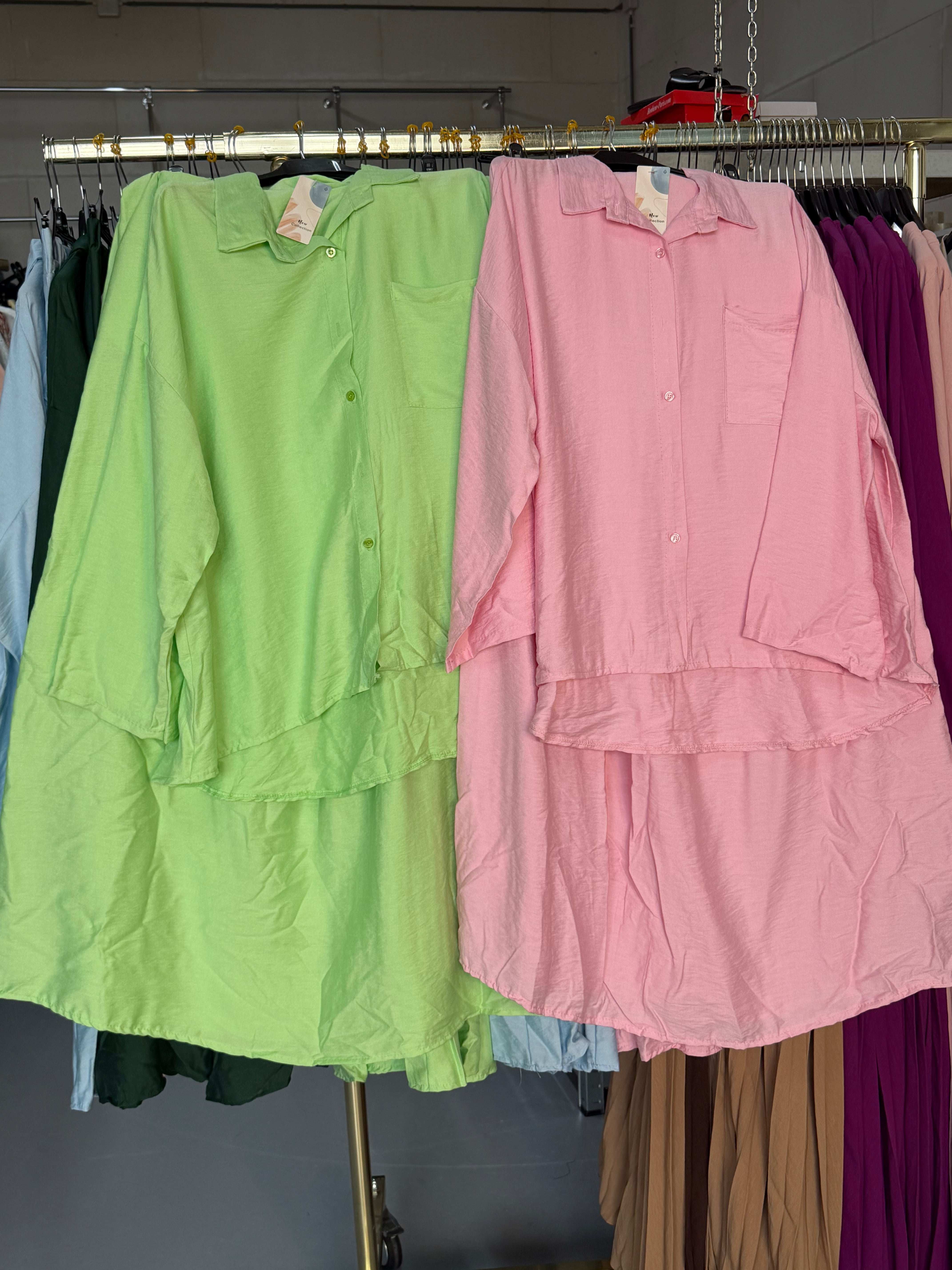 Bidhan qurux licht groene en roze rok setjes van viscose