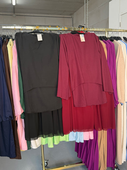 Toutifroetie burgundy en zwart Zaria rok setjes
