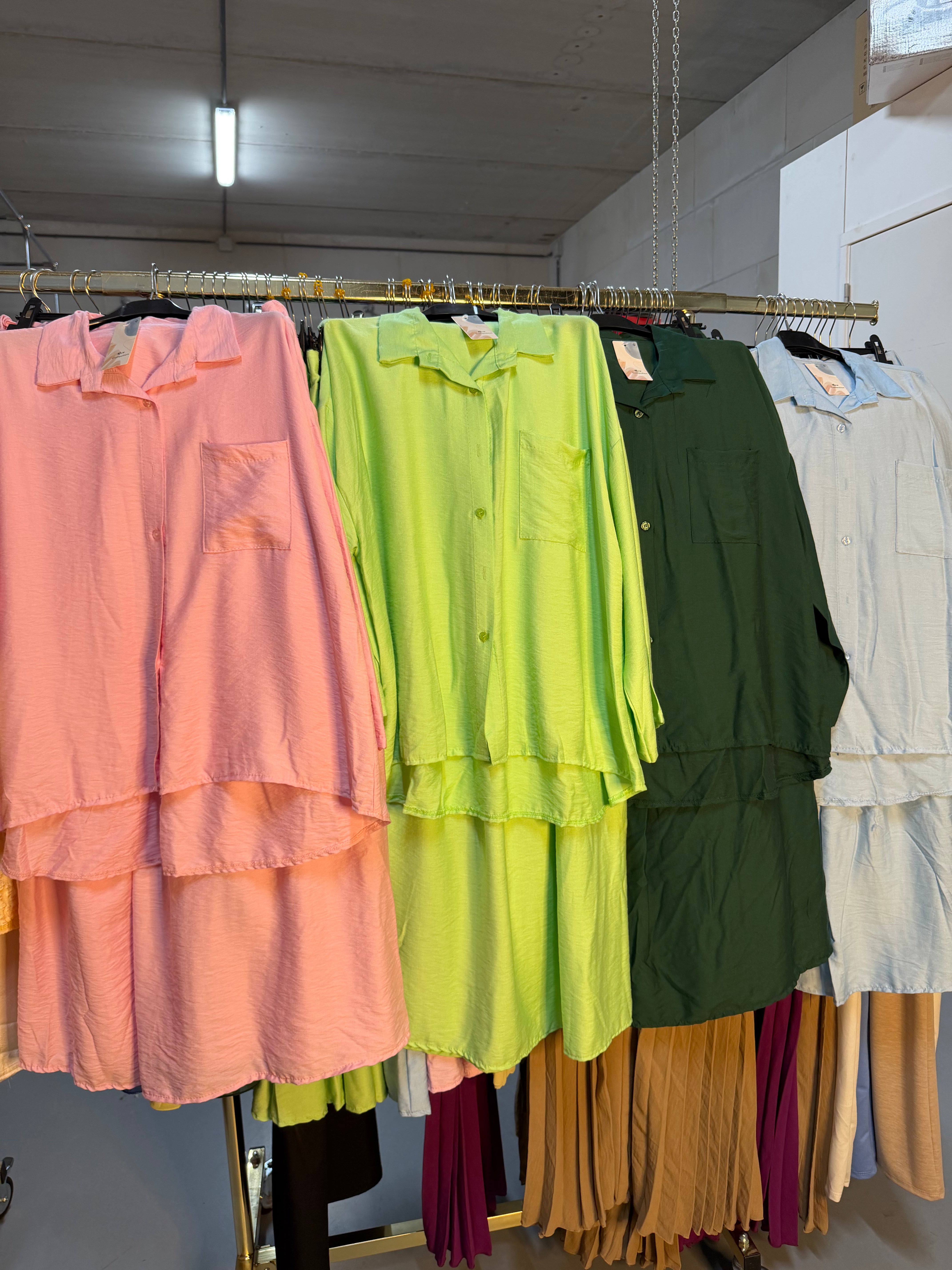 Naws donker groen en licht blauwe rok setjes van viscose