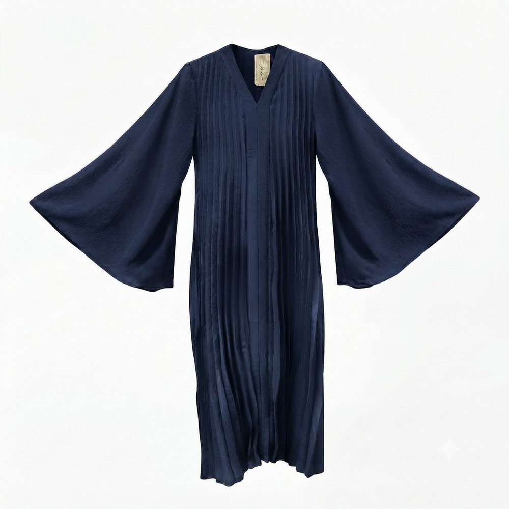Flora wijde jurk - Navy