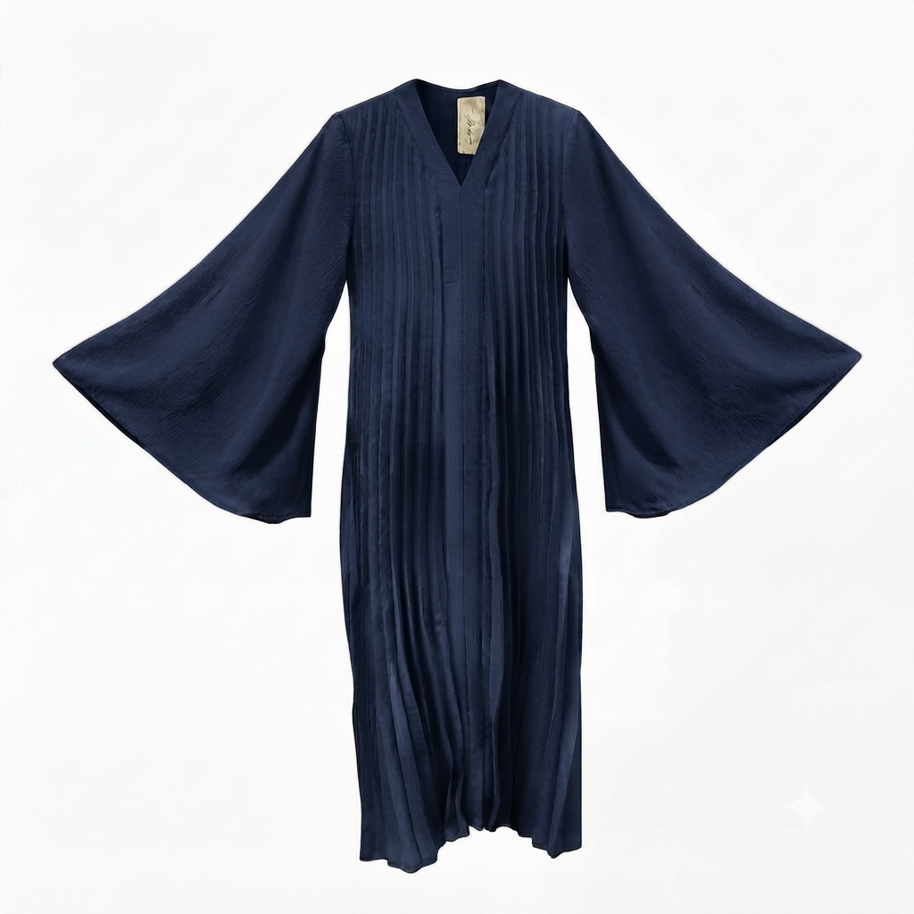 Flora wijde jurk - Navy