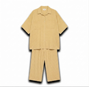 Geruiten oversized blouse met wijde broek van katoen - butter yellow