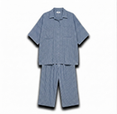 Geruiten oversized blouse met wijde broek van katoen - jeans blauw