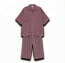 Geruiten oversized blouse met wijde broek van katoen - burgundy