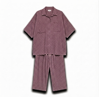 Geruiten oversized blouse met wijde broek van katoen - burgundy