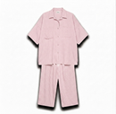 Geruiten oversized blouse met wijde broek van katoen - licht roze