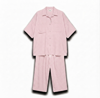 Geruiten oversized blouse met wijde broek van katoen - licht roze
