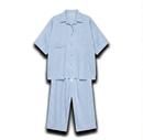 Geruiten oversized blouse met wijde broek van katoen - licht blauw