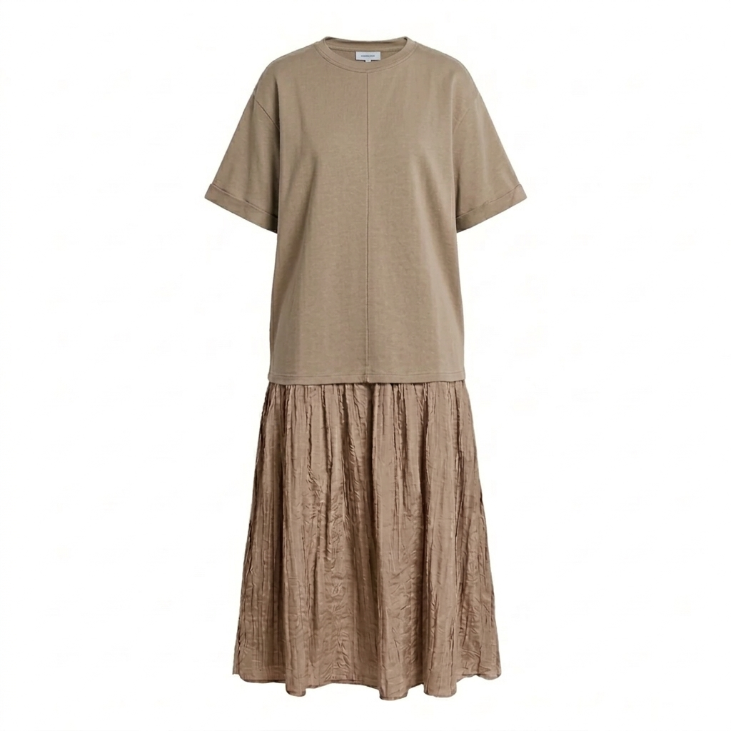 Lella short sleeves dress taupe