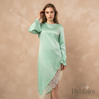 Lace long blouse mental green