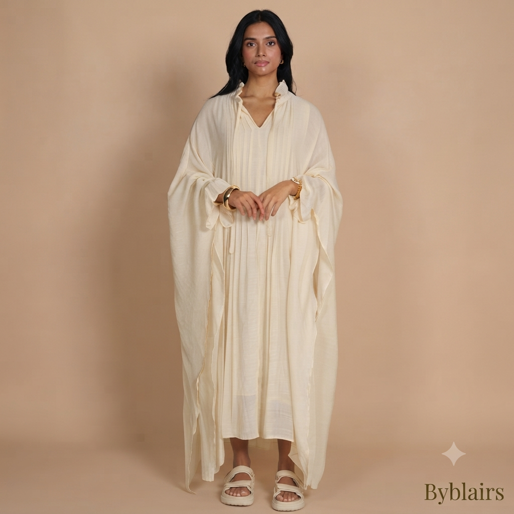 Sahara butterfly abaya - light beige