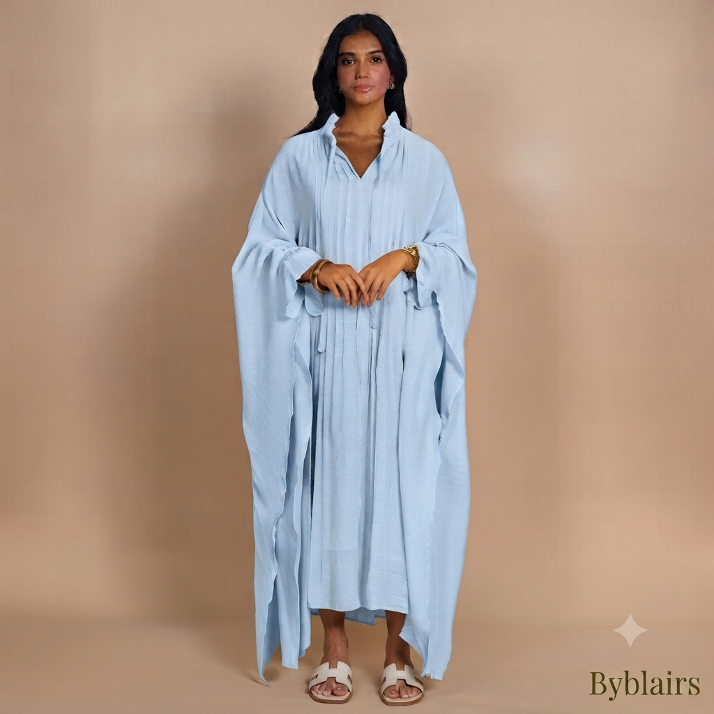 Sahara butterfly abaya - licht blauw