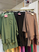Marrokaanse vlag taupe en zwart viscose broek setjes