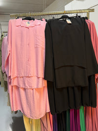 Keaamzorgtifl zwart Zaria rok set en roze viscose blouse rok set (samenvoegen)
