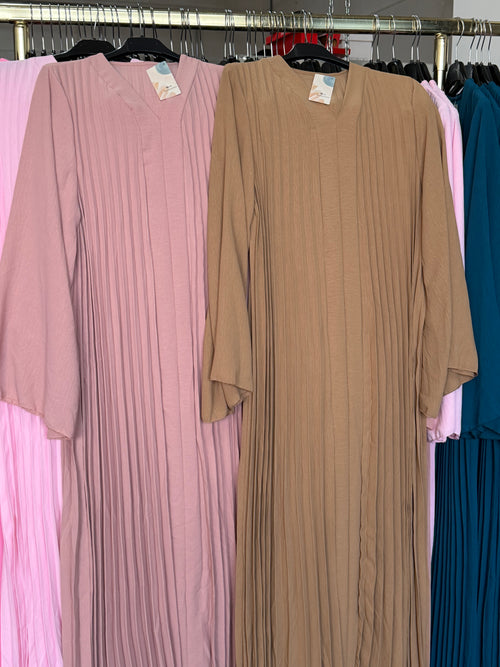 Ak78 licht bruin en nude roze flora jurken
