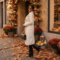 Leren manteljas - beige