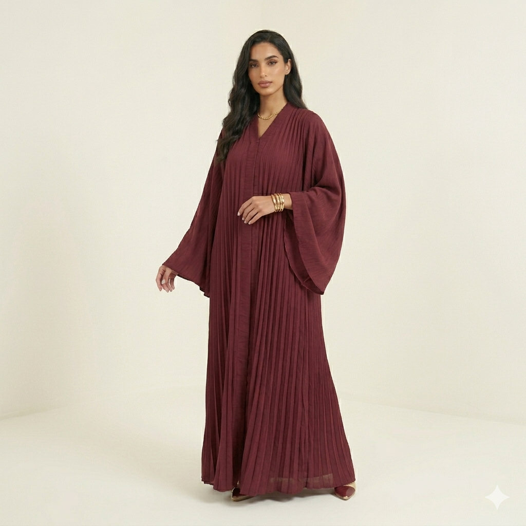 Flora wijde jurk - burgundy PRE ORDER