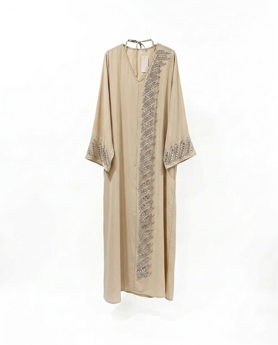 De "Midnight Shimmer" Abaya - beige
