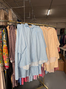Mimi maat L licht blauw en butter yellow ruitje broek setjes