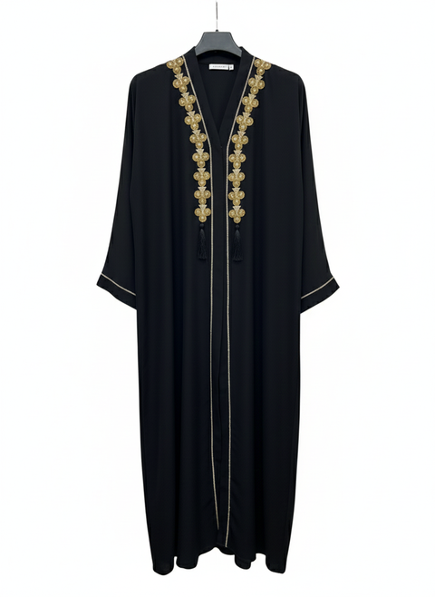Abaya zwart met goud - dubai cl401
