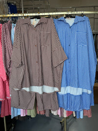 Manar bruin en blauw ruitjes broek setjes