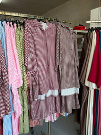 Koekie bruin en burgundy maat M Ruitjes broek setjes
