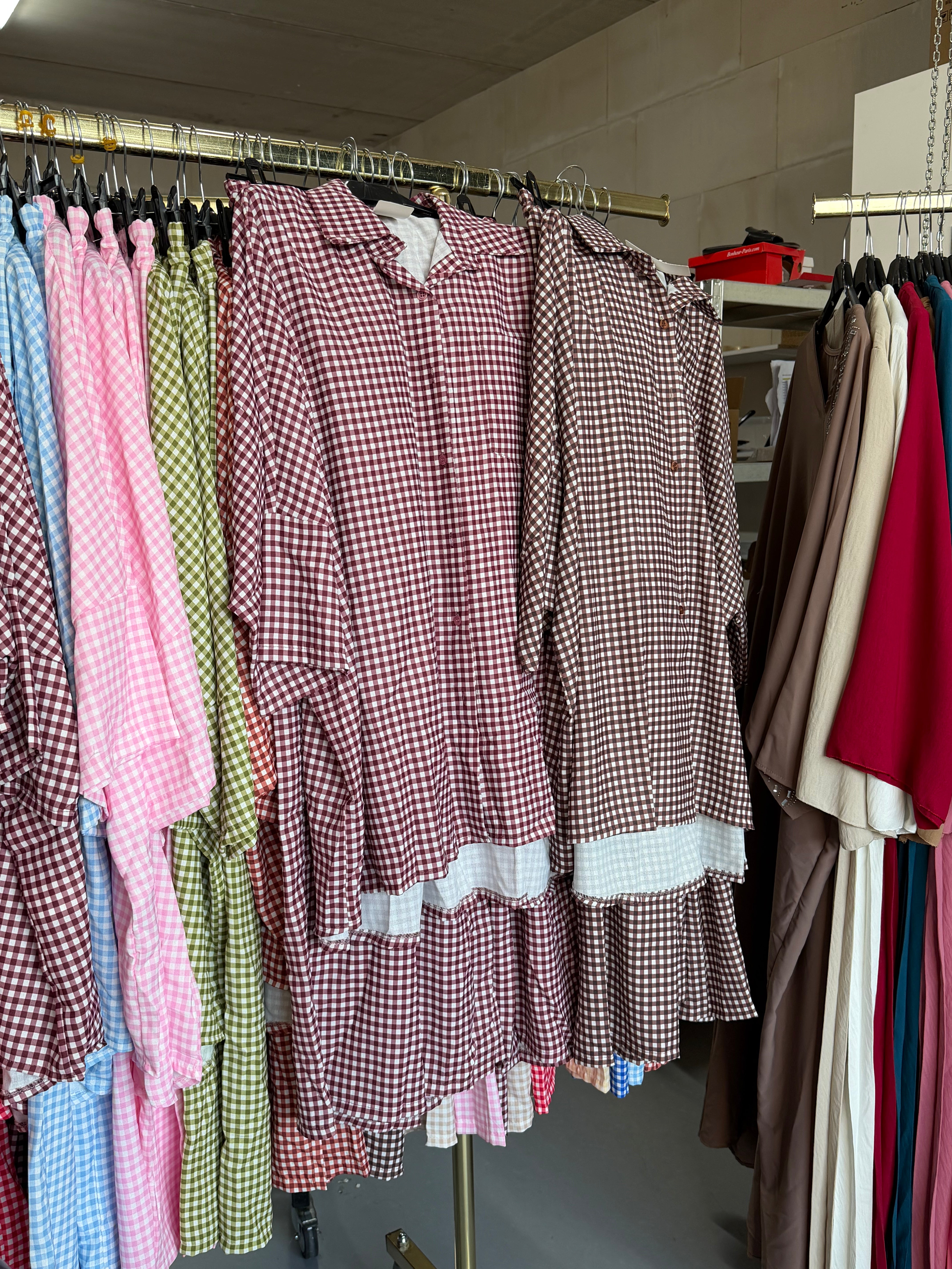Koekie bruin en burgundy maat M Ruitjes broek setjes
